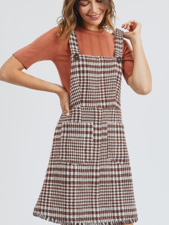 orange creek Dresses & Skirts - Orange Creek Checked Brown Pinafore Plaid Jumper -top Not Included